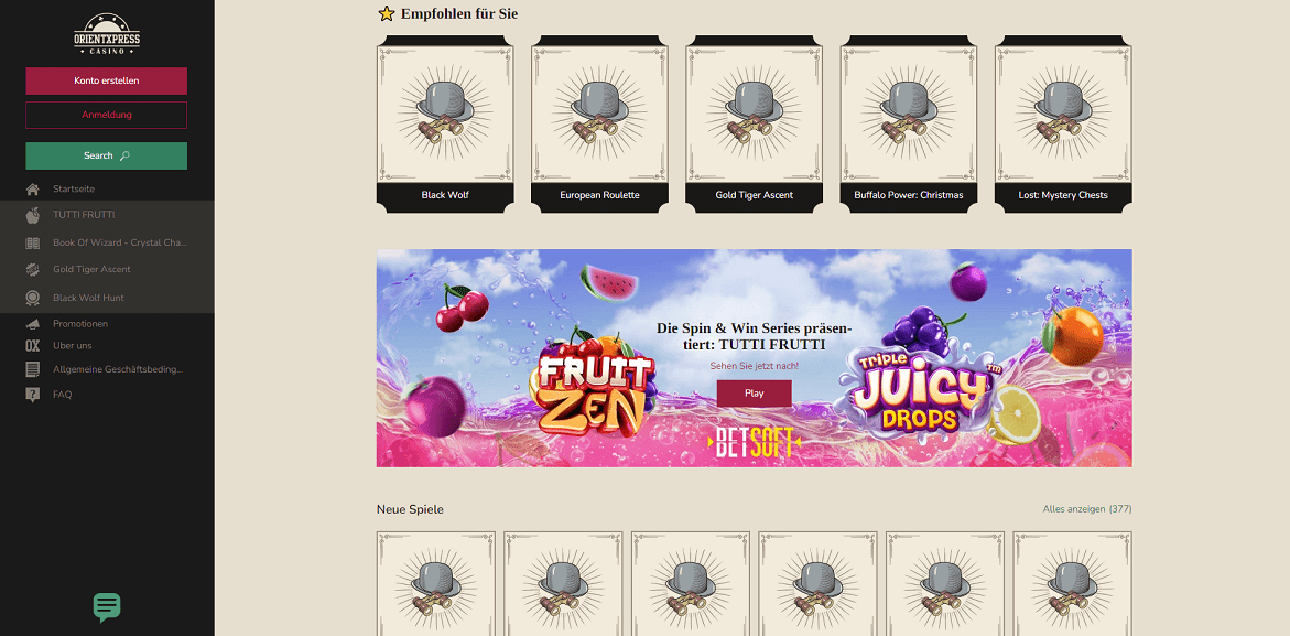 orientxpress casino speile