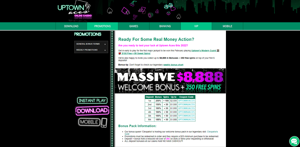 uptown aces casino angebote